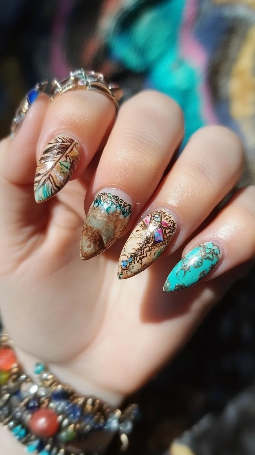 Bold and Artistic Nail Art: Embrace Nature with Unique Patterns and Colors