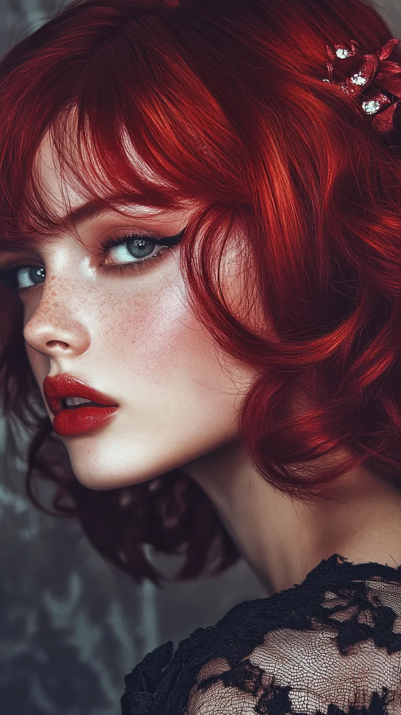 Bold and Beautiful: The Chic Red Bob with Soft Waves