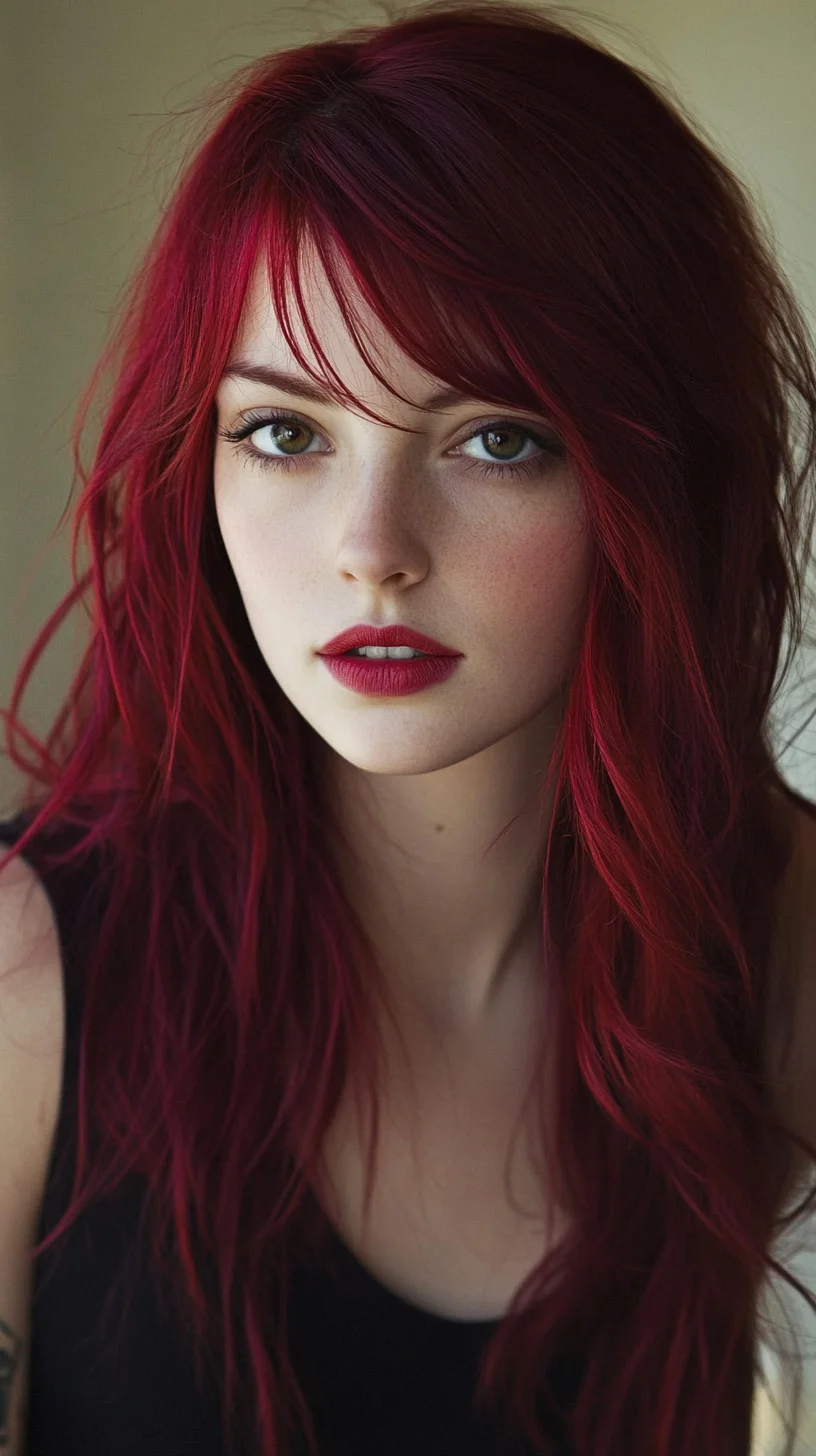 Bold and Beautiful: The Fiery Red Textured Waves with Face-Framing Layers