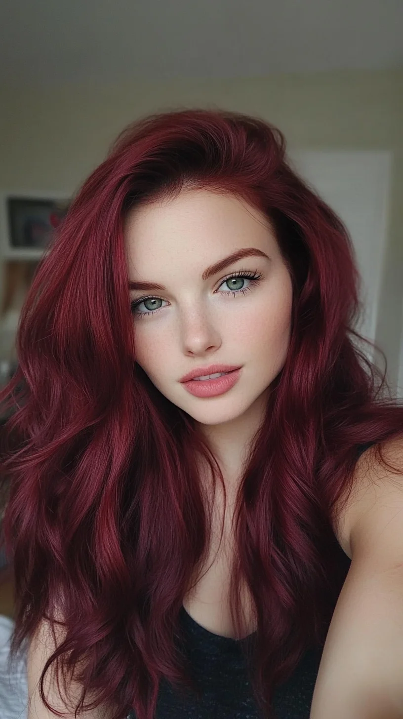 Bold and Beautiful: Vibrant Burgundy Waves for Effortless Glam