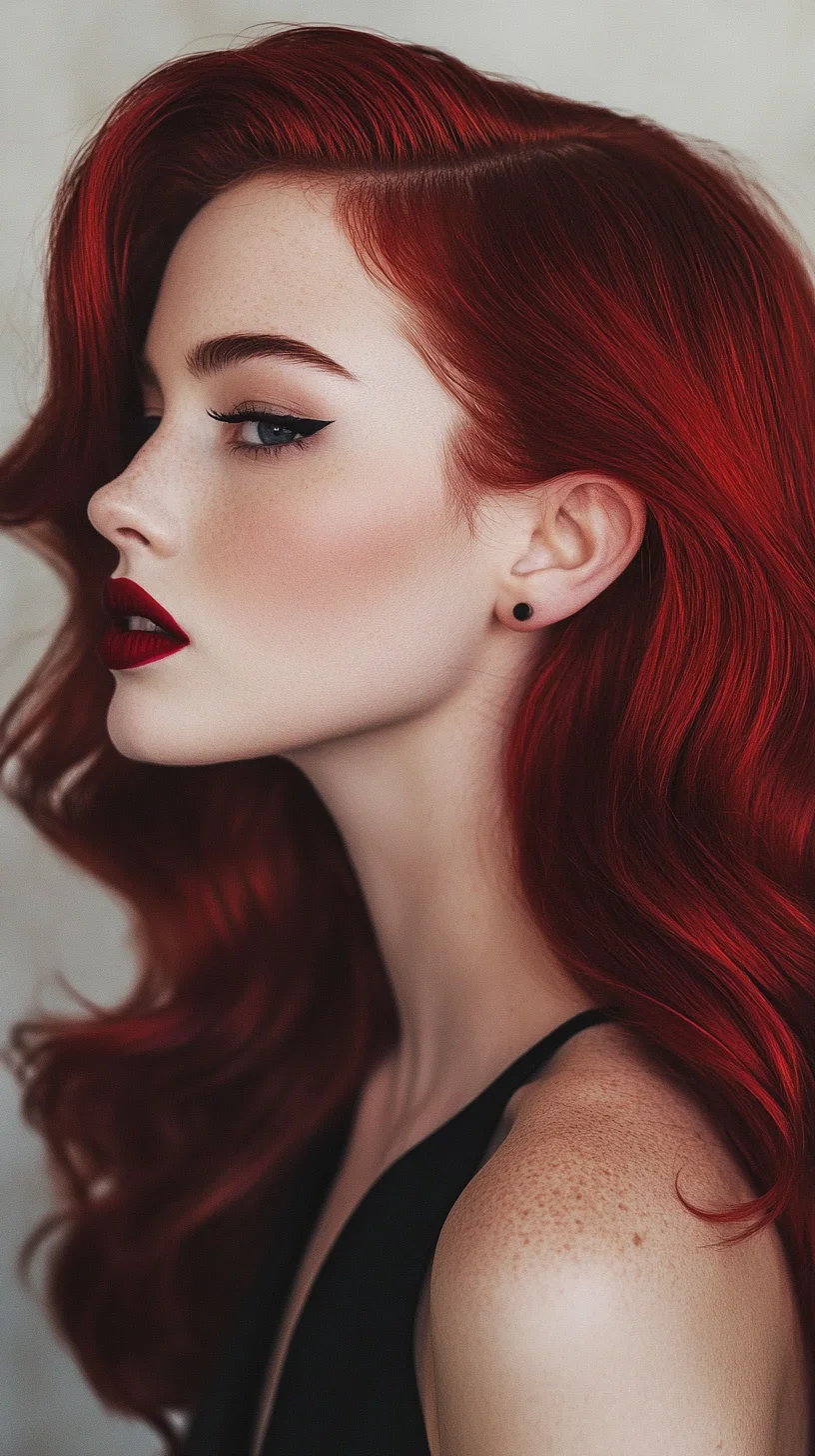 Bold and Beautiful: Voluminous Red Waves for a Daring Look