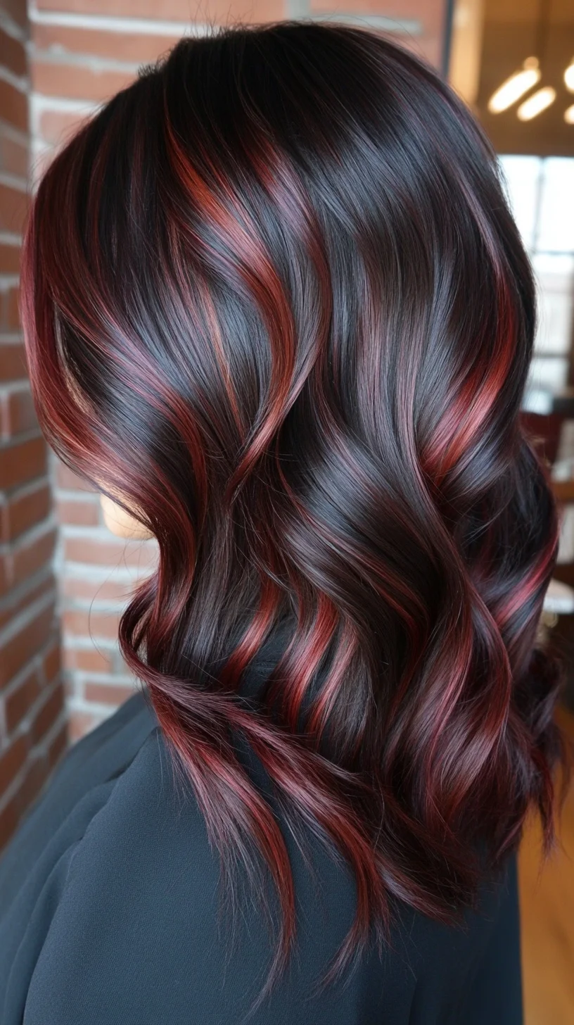 Bold Black and Red Waves: A Striking Contrast in Modern Hair Fashion