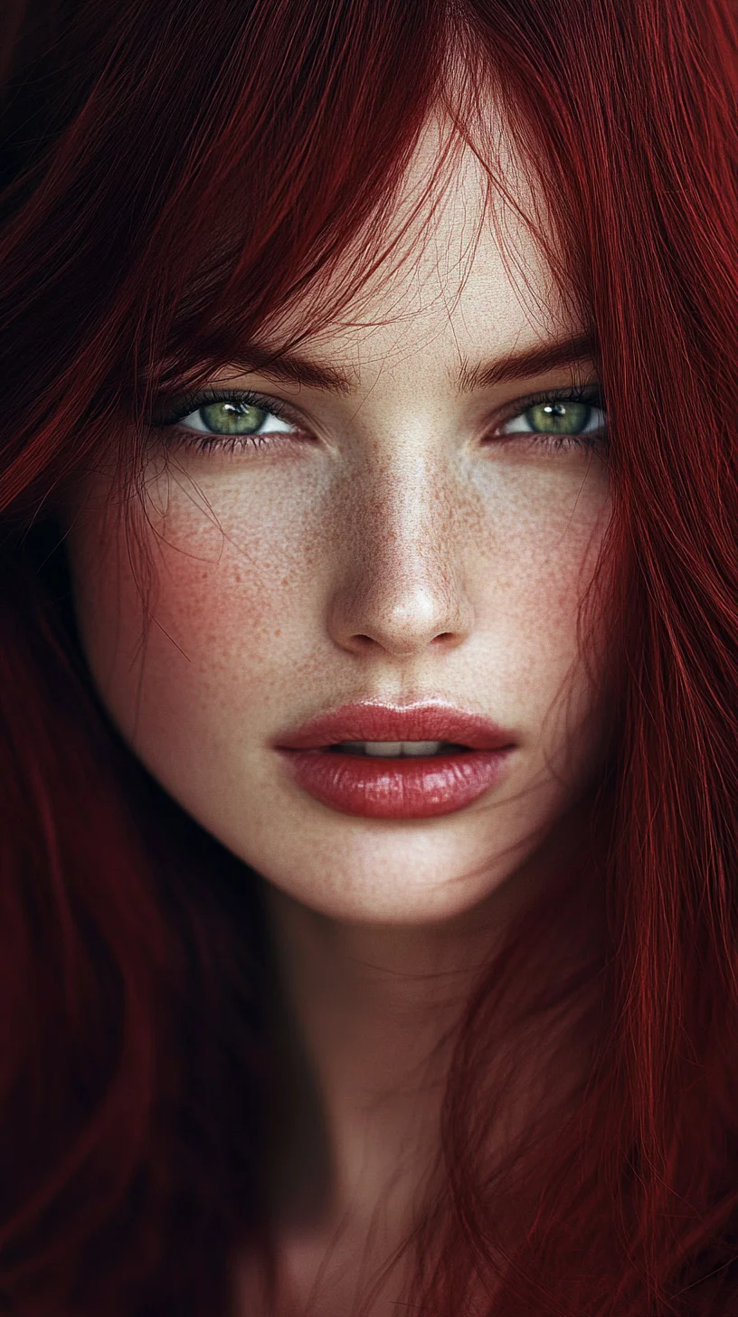 Bold Red Tresses with Effortless Face-Framing Bangs