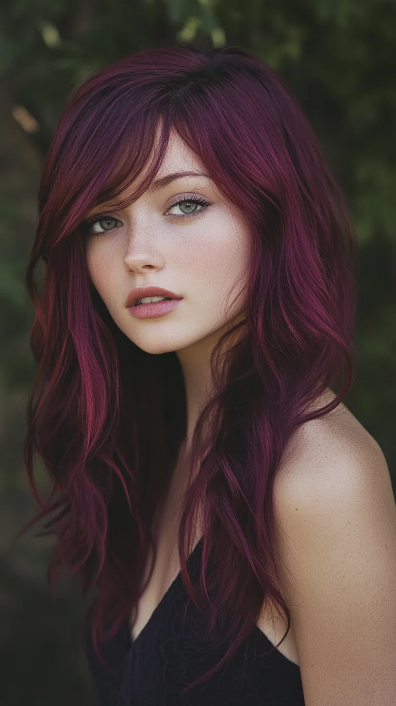 Edgy and Enchanting: Vibrant Wavy Hair with Stunning Burgundy Hues