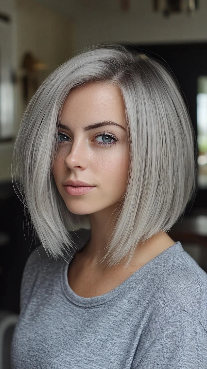 Effortless Chic: The Modern Blunt Bob with Stunning Silver Dimensions