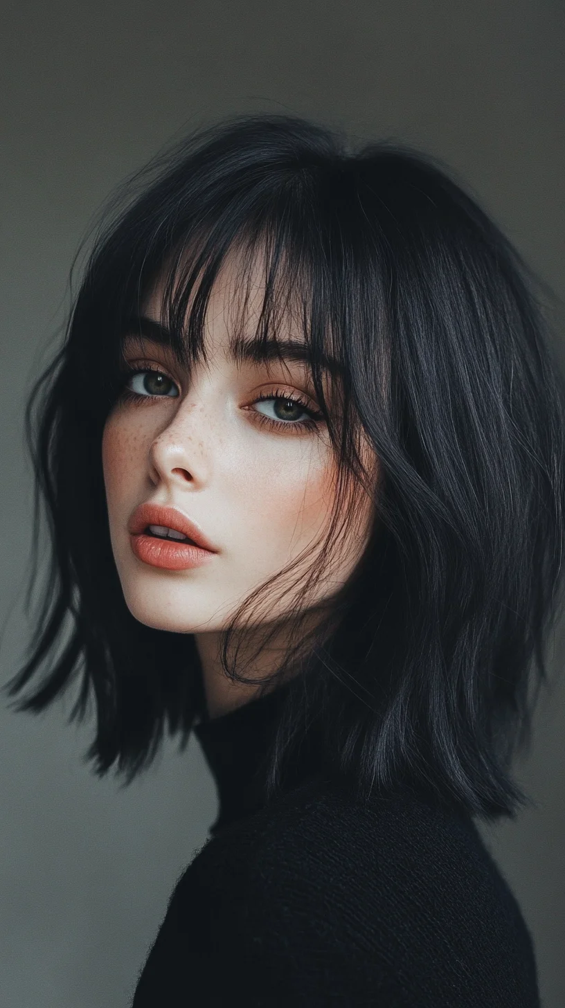 Effortless Chic: The Modern Textured Lob with Soft Bangs