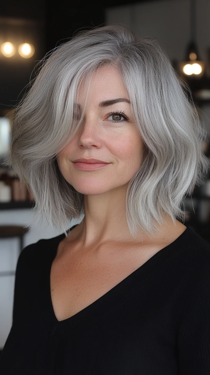 Effortless Waves: The Trendy Gray Bob for a Chic, Modern Look