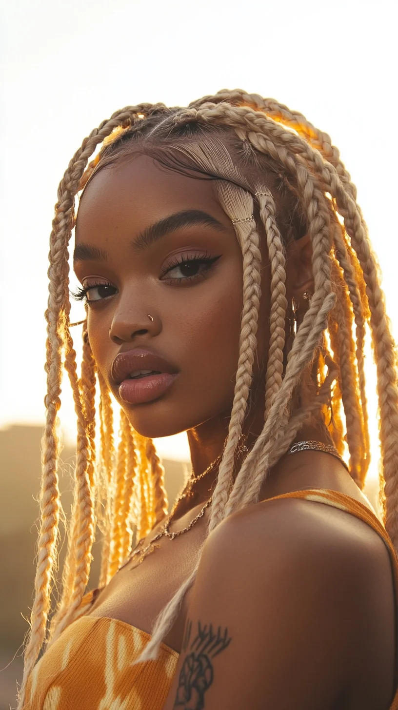 Effortlessly Chic: Bold Braids with a Sun-kissed Glow