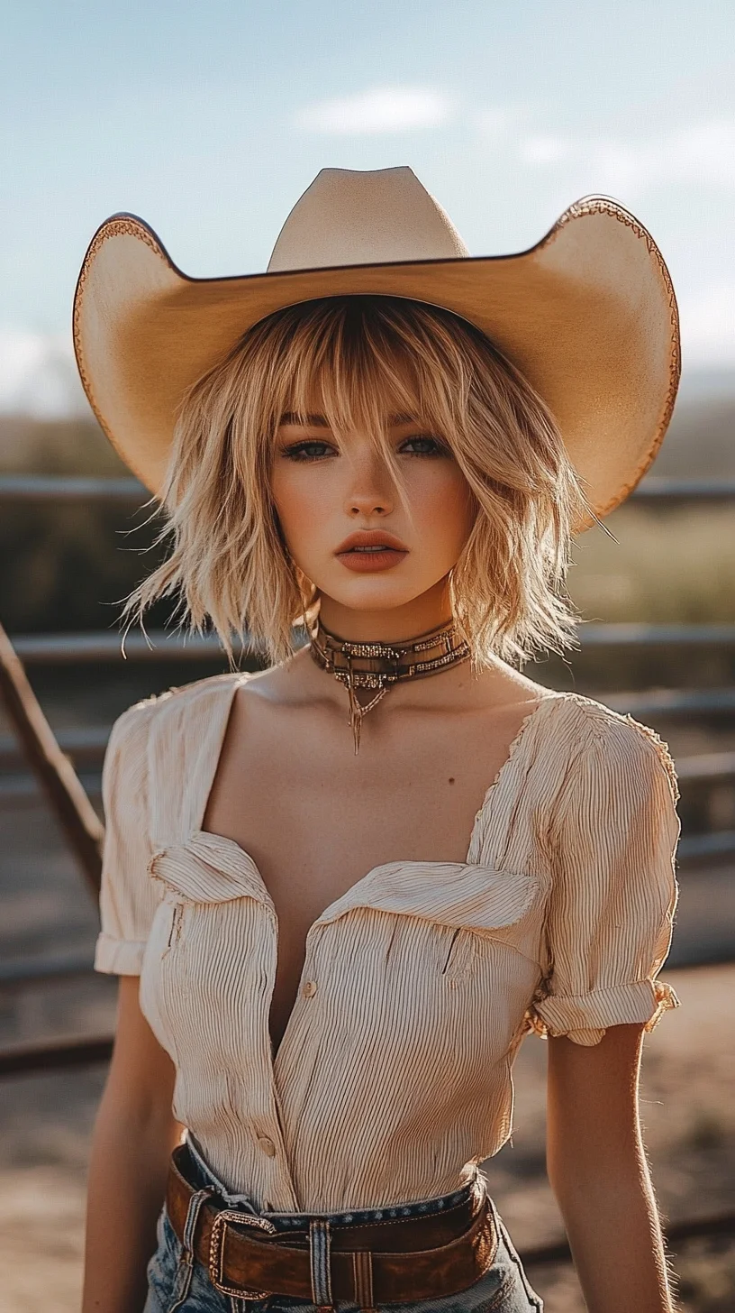 Effortlessly Chic: Embrace the Textured Bob with a Bold Western Twist