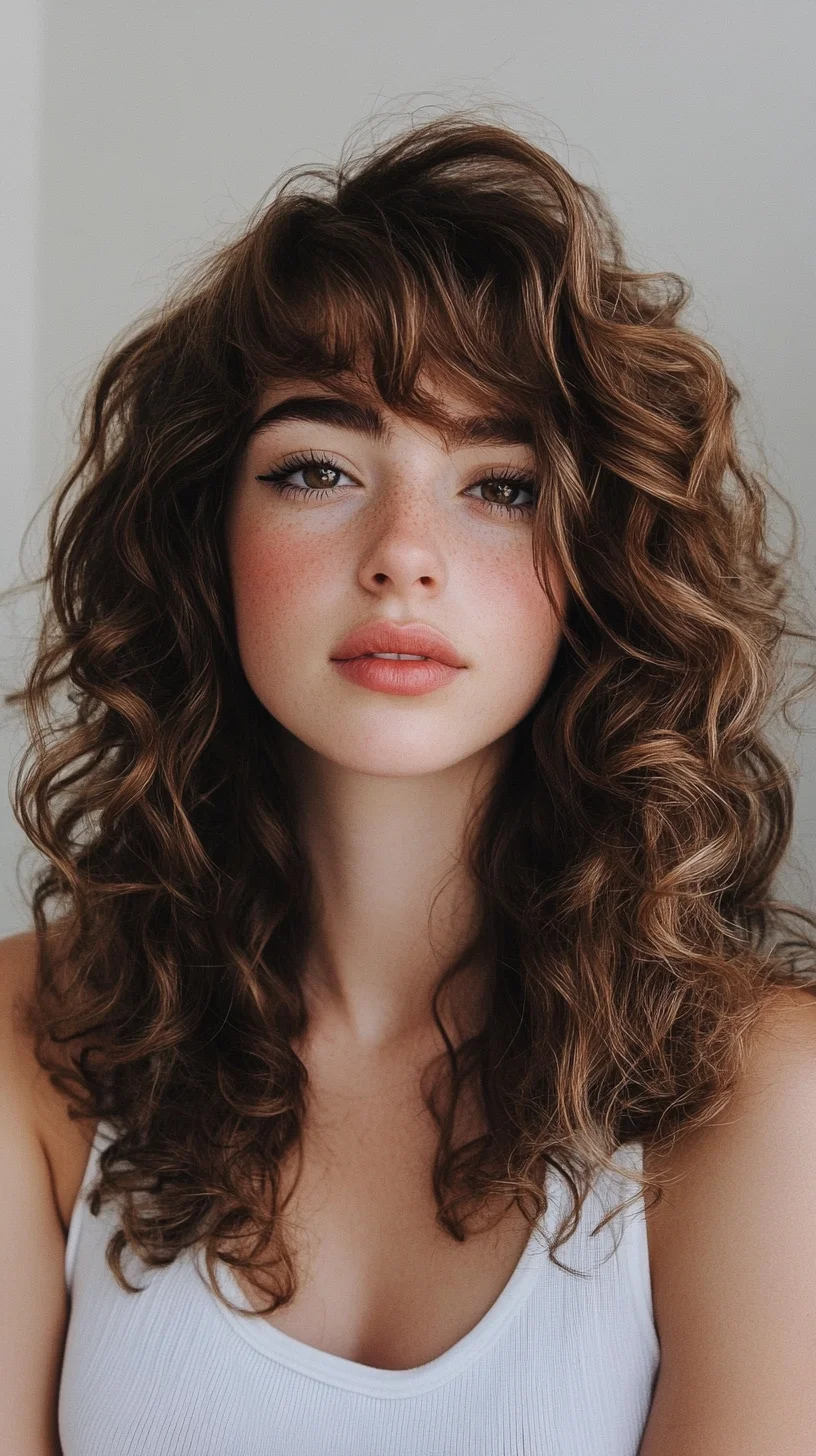 Effortlessly Chic: Embrace the Volume of Soft, Curly Layers with Bangs