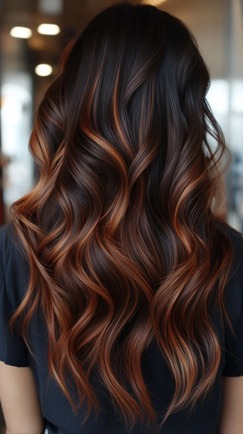 Effortlessly Chic: Luxurious Waves with Warm, Radiant Highlights