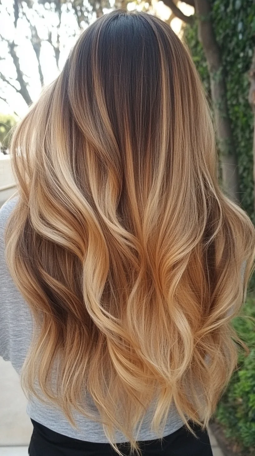 Effortlessly Chic: Stunning Long Waves with Sun-Kissed Ombre Highlights