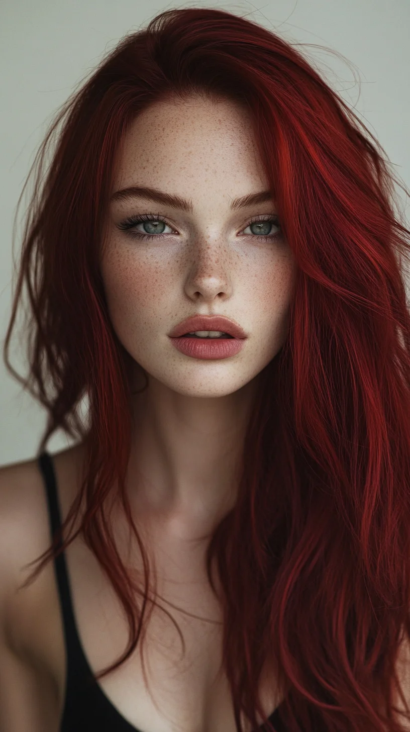 Effortlessly Chic: The Bold, Flowing Waves of Fiery Red Hair