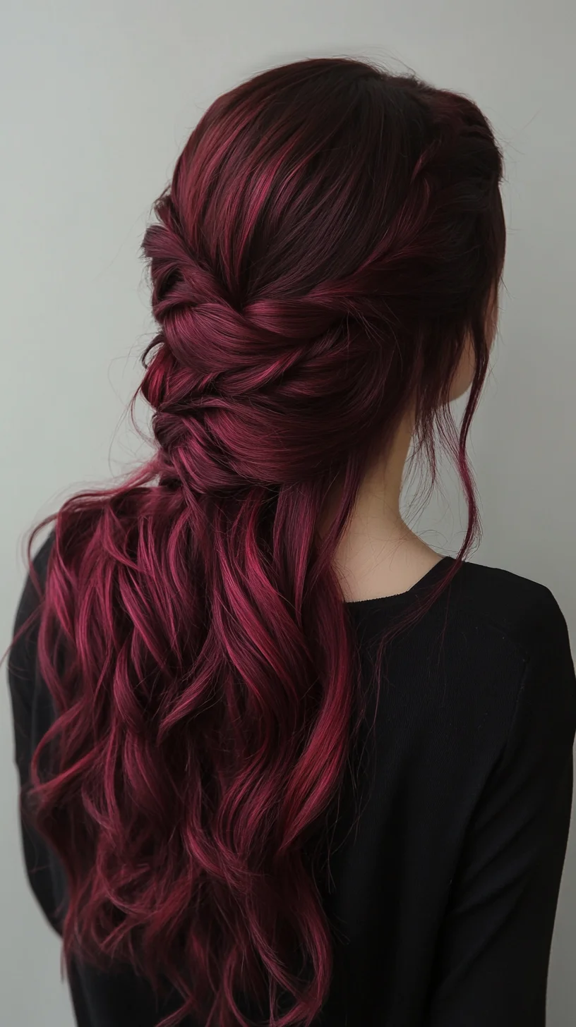 Effortlessly Chic: The Romantic Braided Ponytail with Vibrant Berry Hues