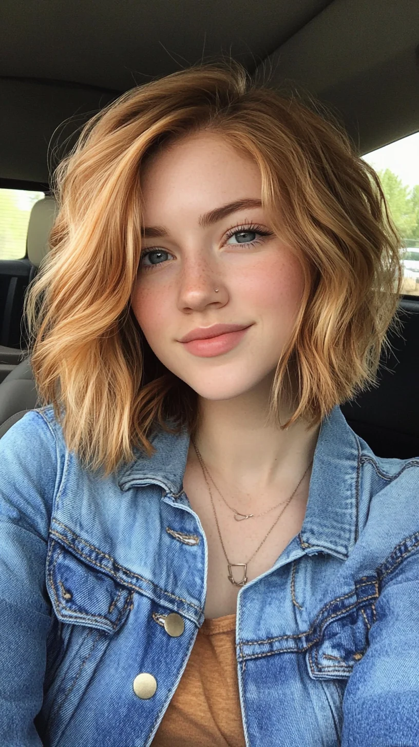 Effortlessly Chic: The Textured Bob with Warm Copper Undertones