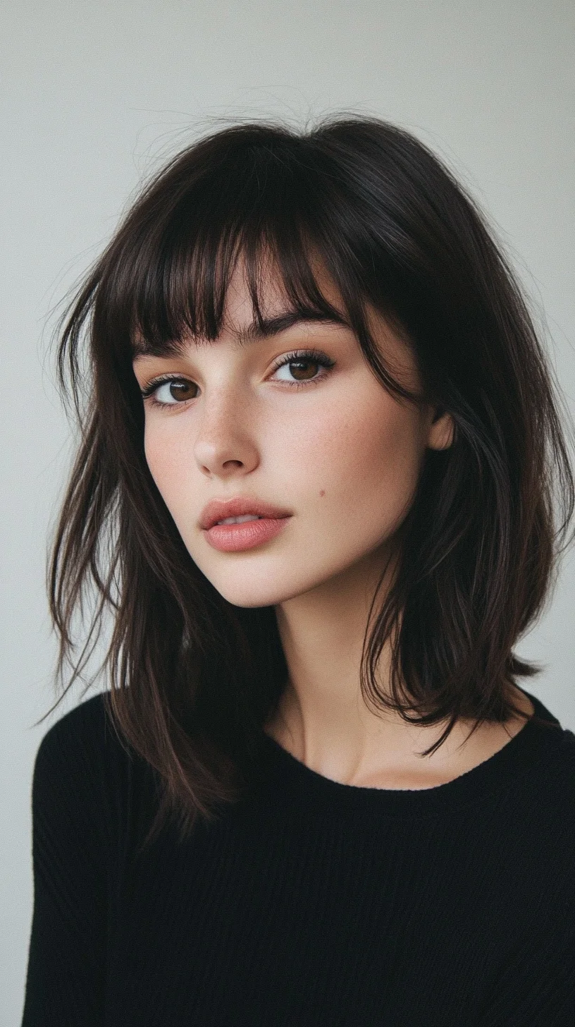 Effortlessly Chic: The Wavy Lob with Flirty Bangs for a Modern Look