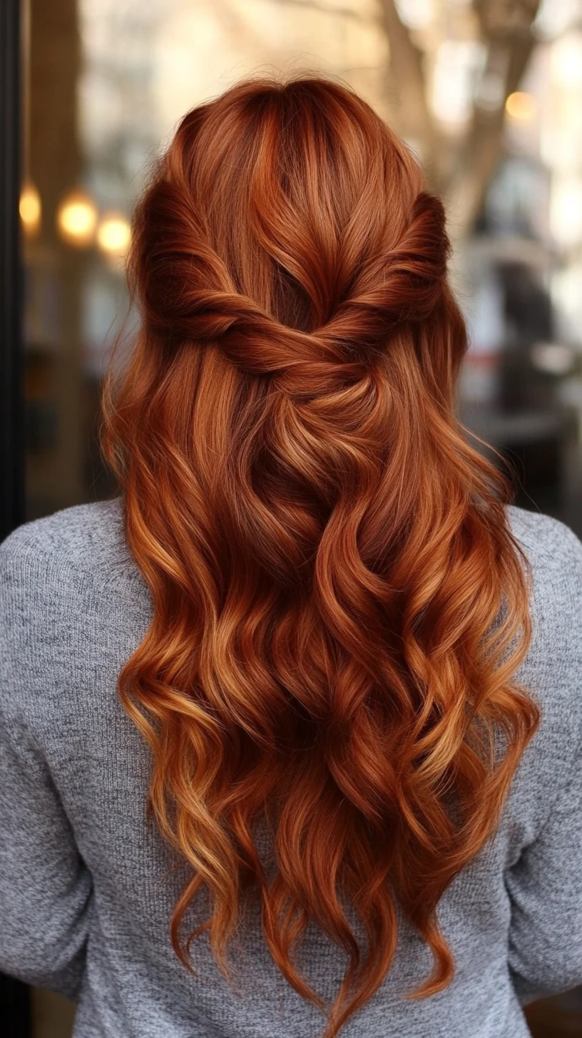 Effortlessly Elegant Twisted Half-Up Hairstyle with Cascading Curls