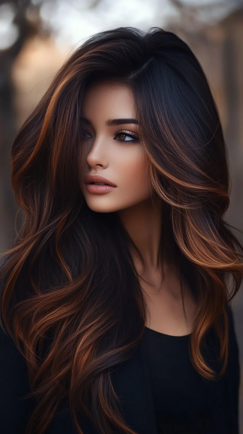 Effortlessly Glamorous Long Waves with Rich Highlights