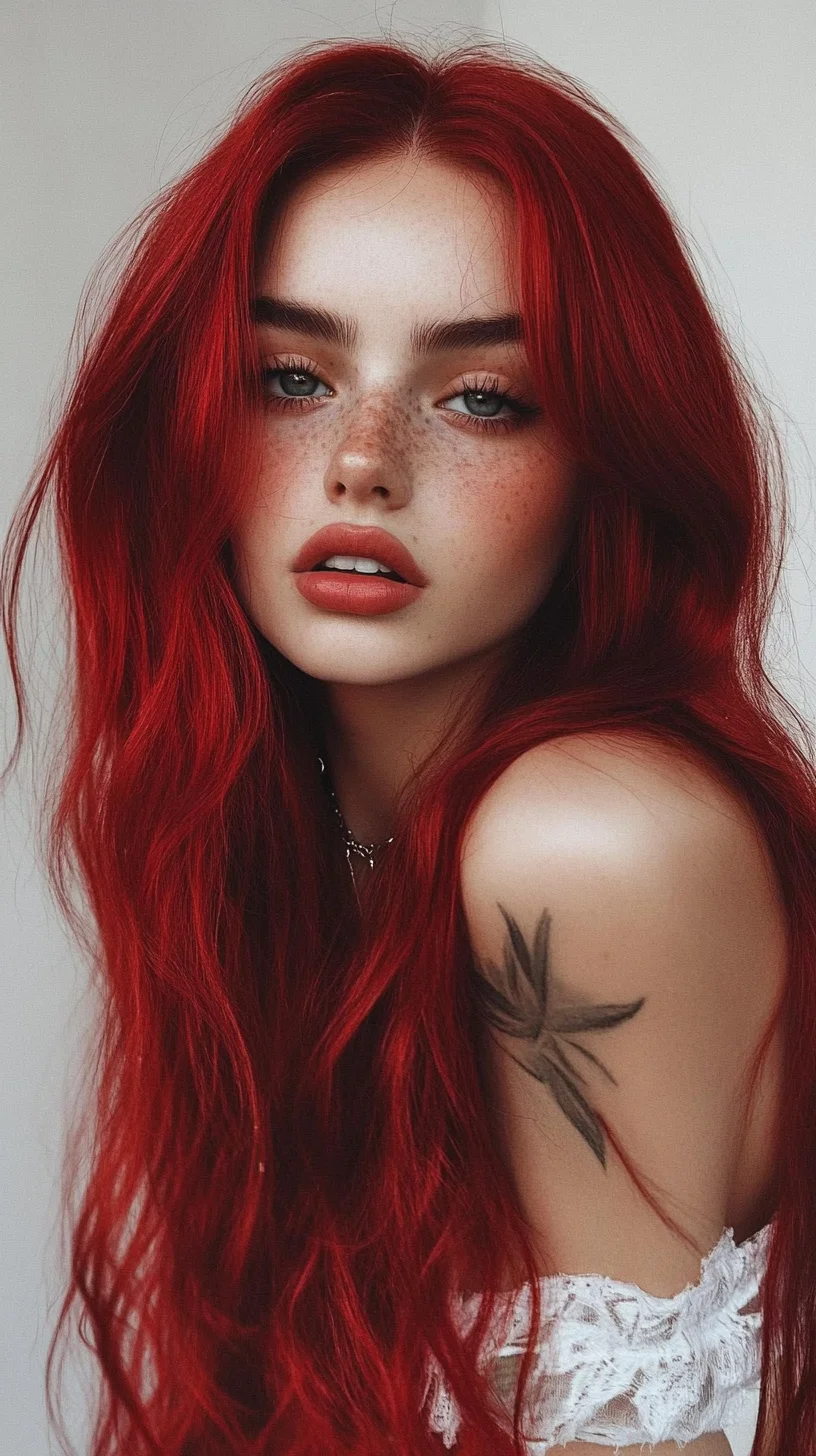 Effortlessly Glamorous: Luscious Long Waves in Fiery Red