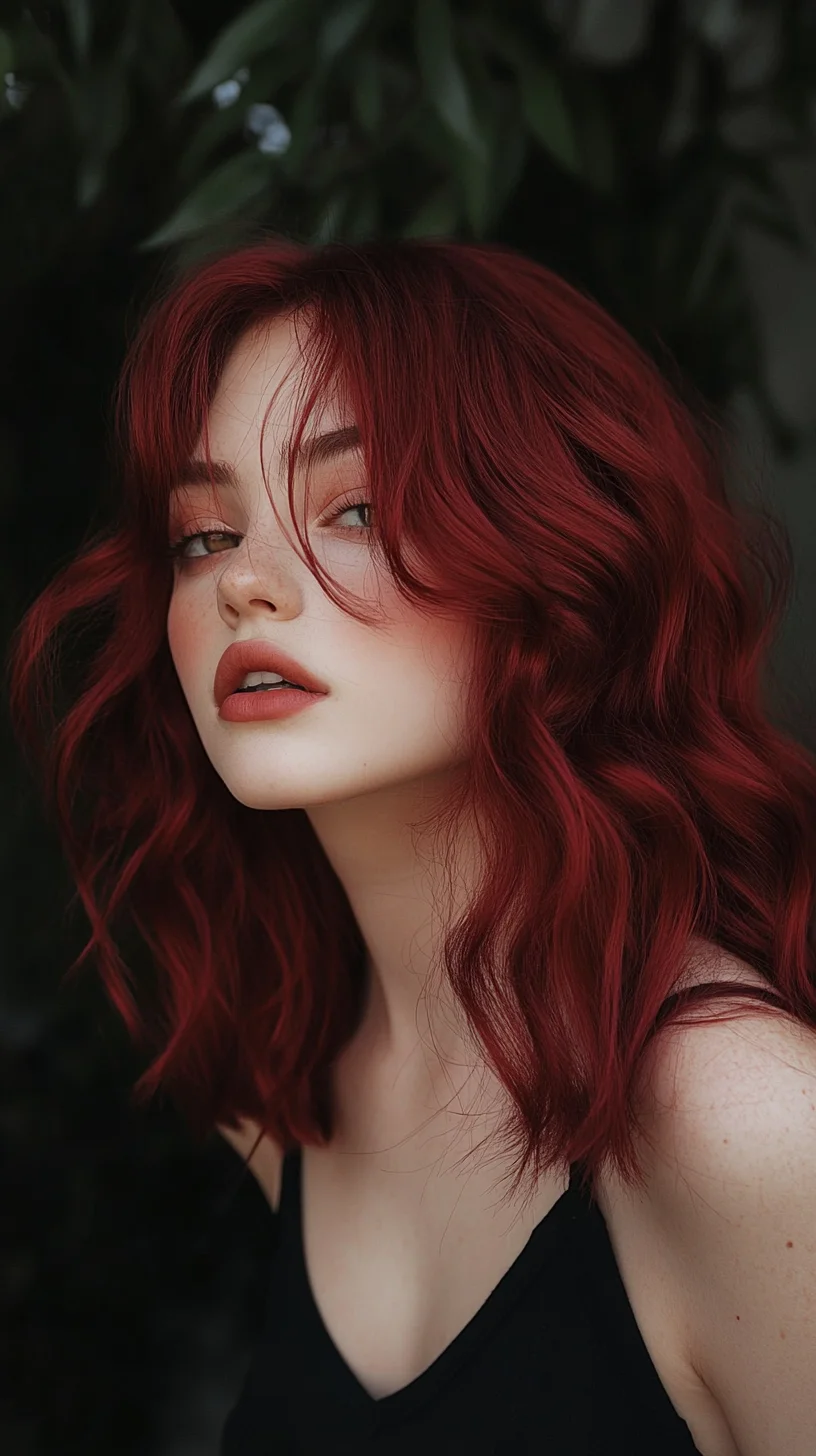 Effortlessly Glamorous: Textured Red Waves for a Bold Look