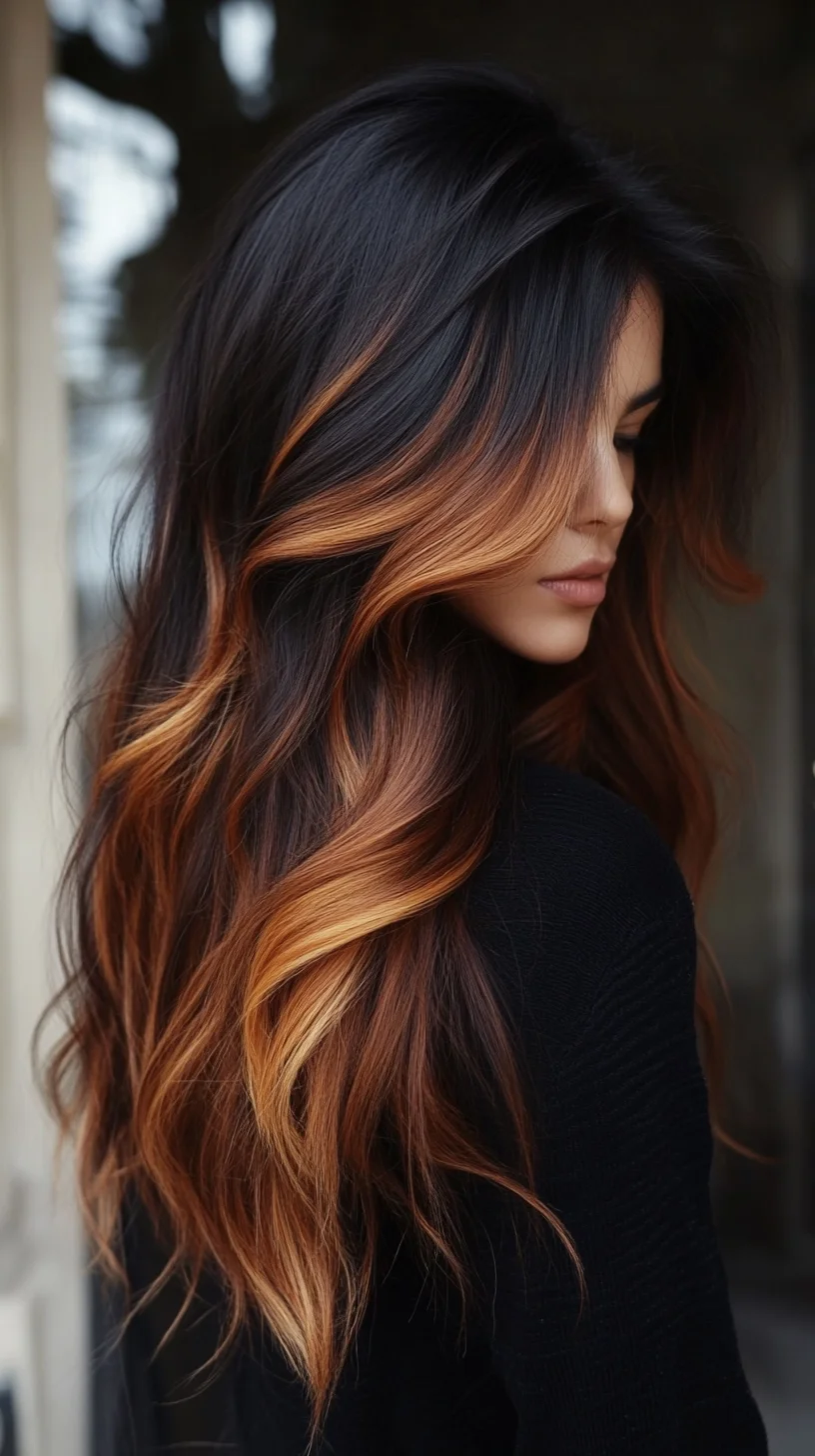 Effortlessly Glamorous Waves with Luminous Caramel Highlights