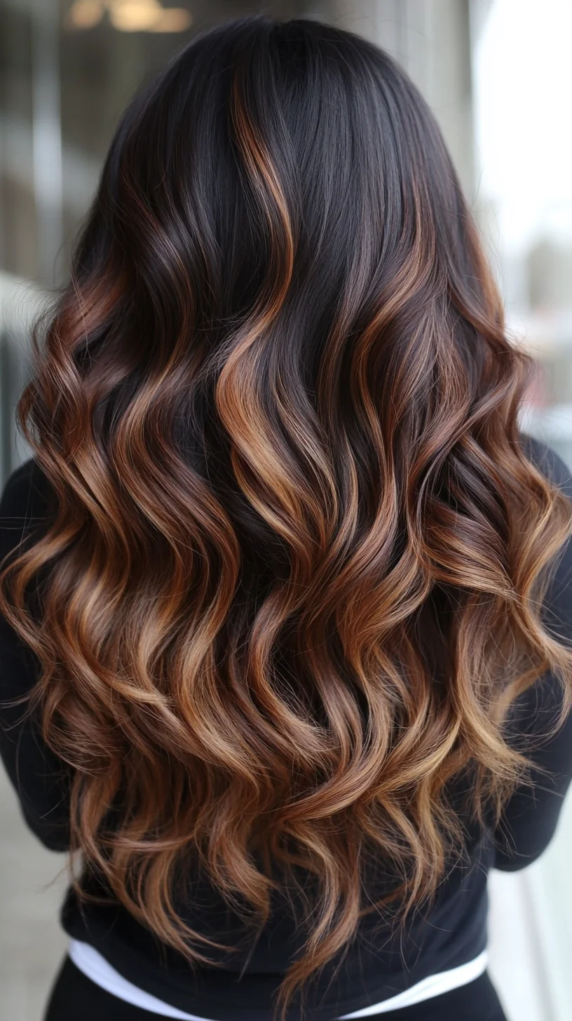 Effortlessly Glamorous Waves with Rich Copper Highlights