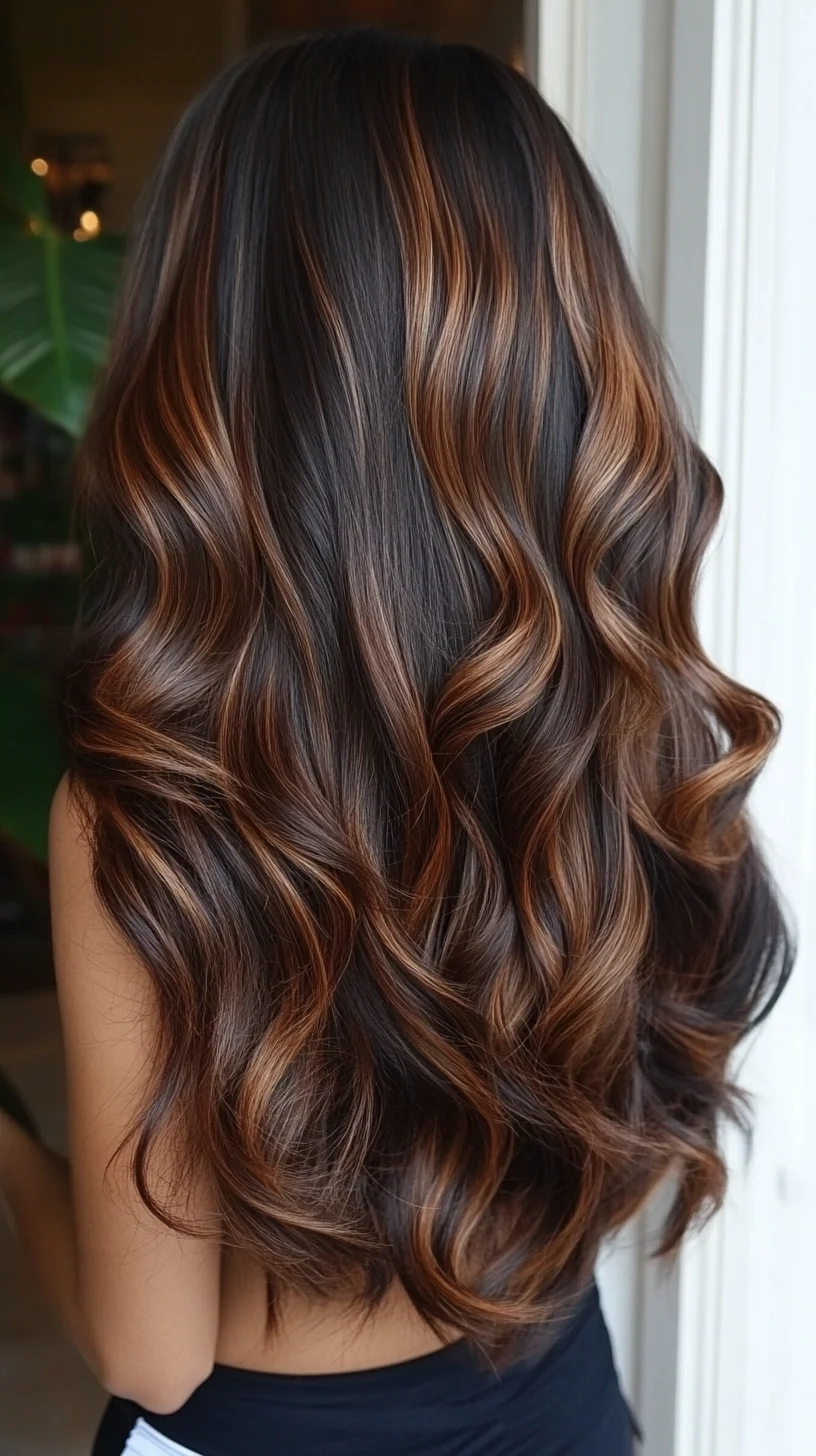 Effortlessly Glamorous Waves with Stunning Caramel Highlights