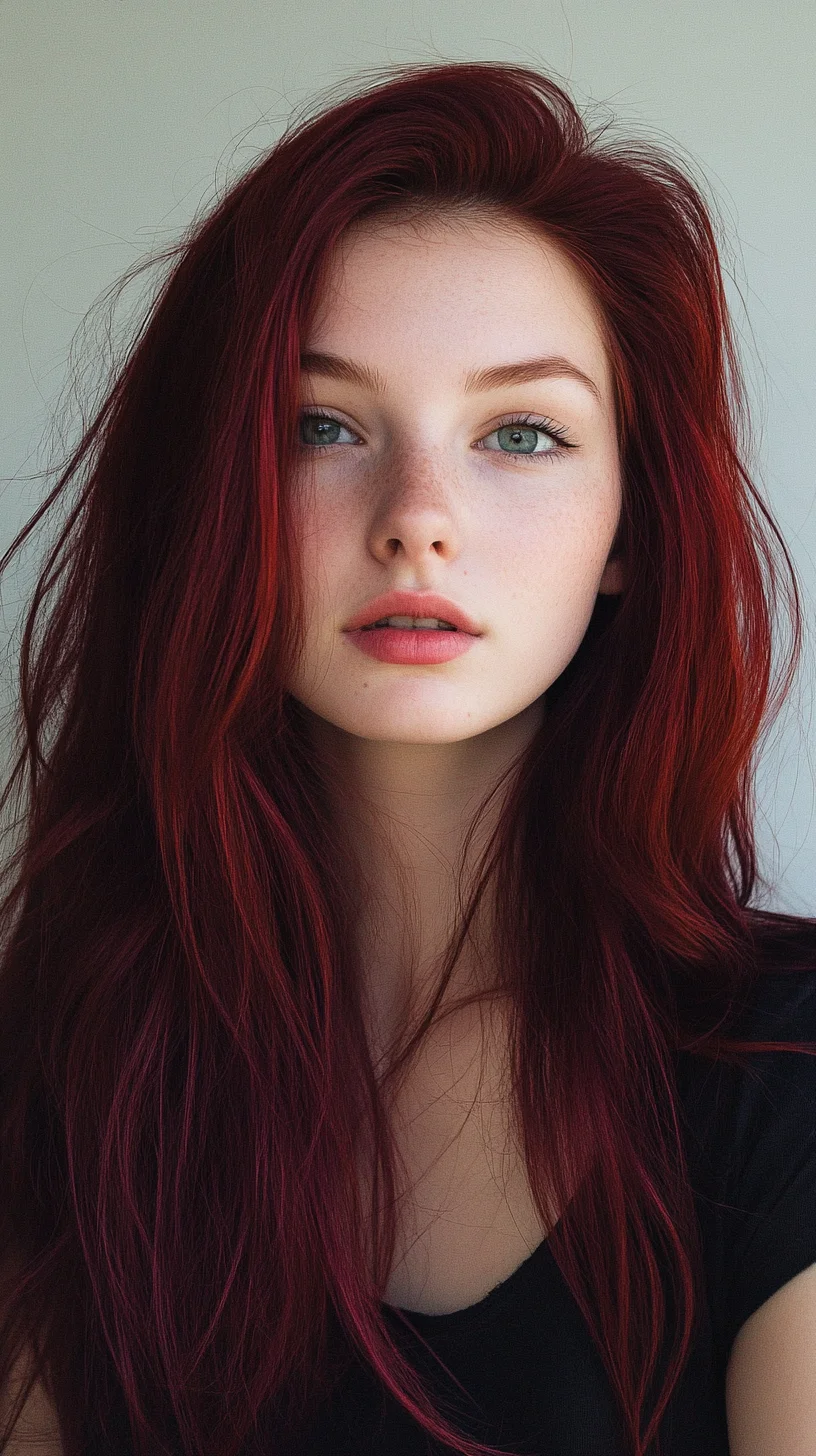 Effortlessly Gorgeous: The Luscious Long Layered Hair with Fiery Red Highlights