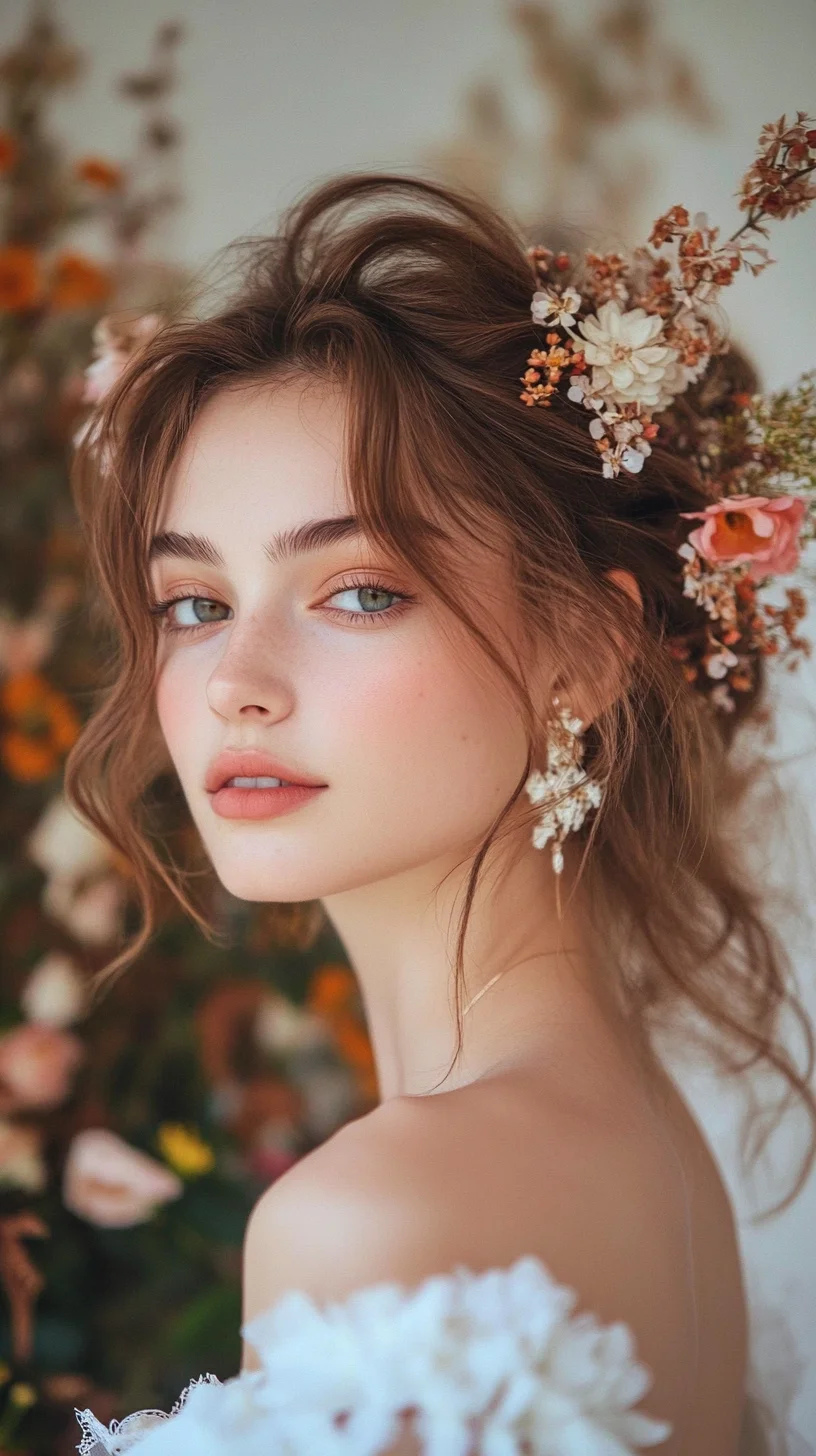 Effortlessly Romantic: Soft Waves with Floral Accents for a Dreamy Look