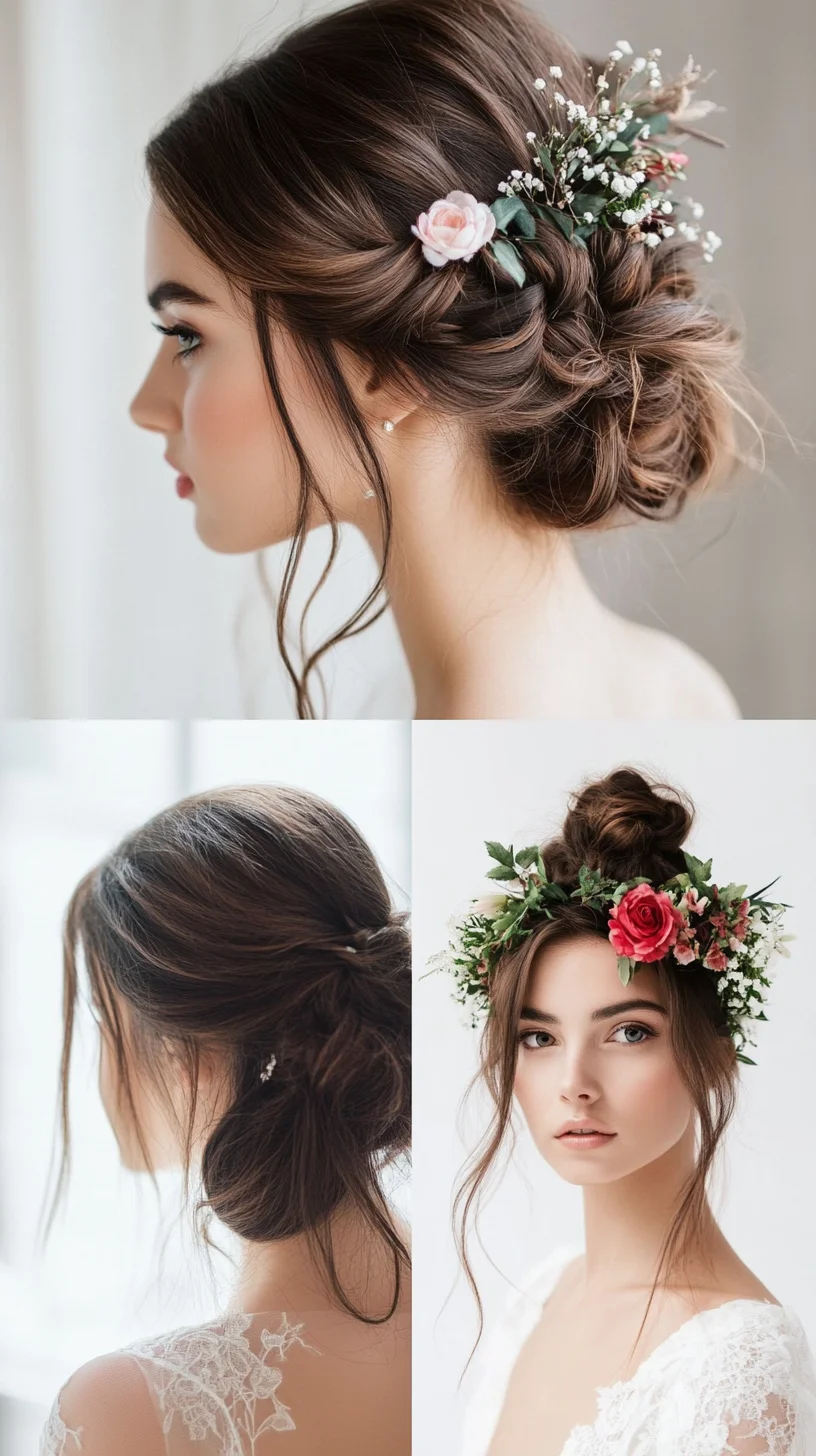 Effortlessly Romantic: The Whimsical Floral Updo for a Dreamy Look