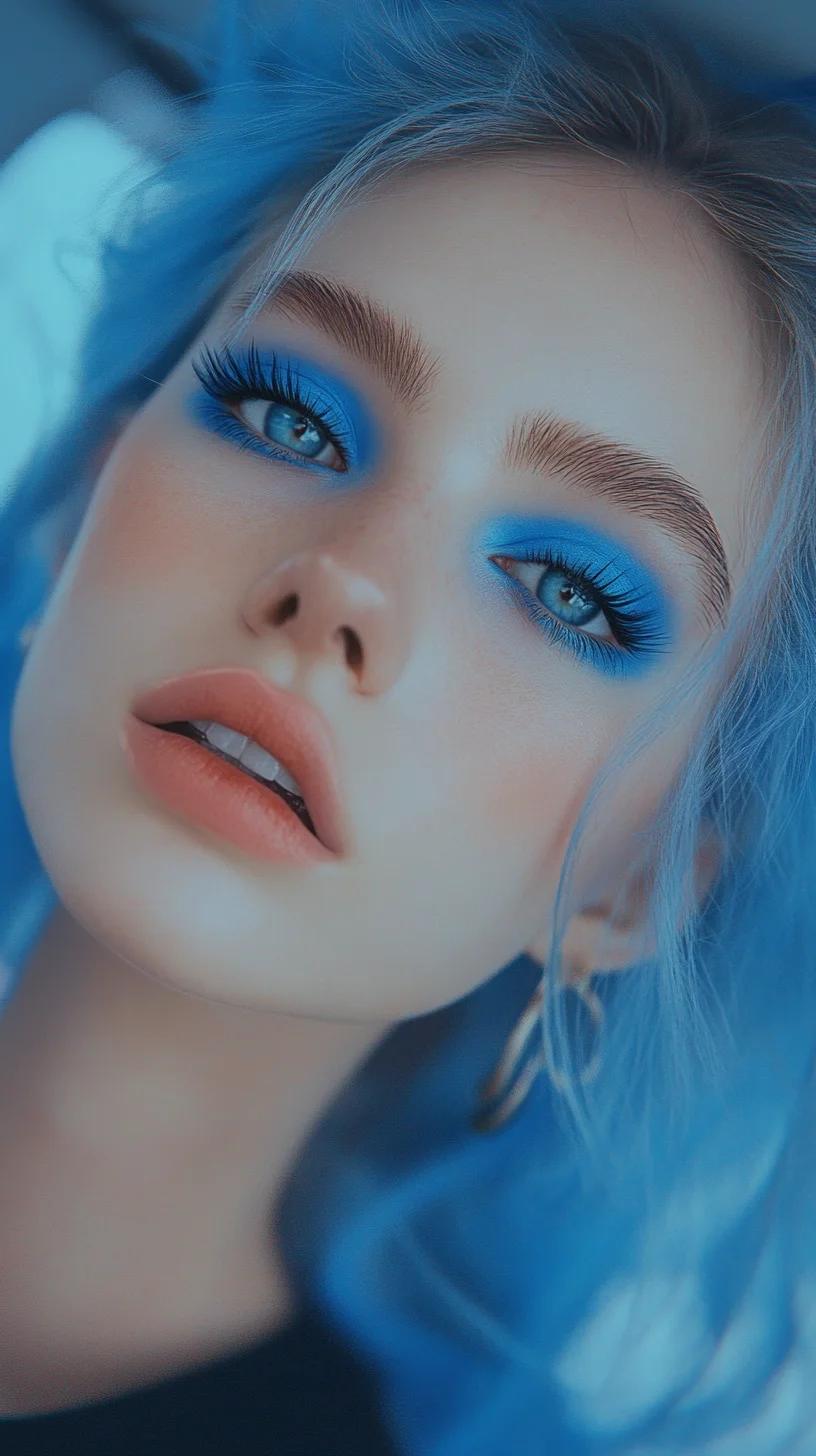 Elevate Your Look with Vibrant Blue Waves and Striking Makeup