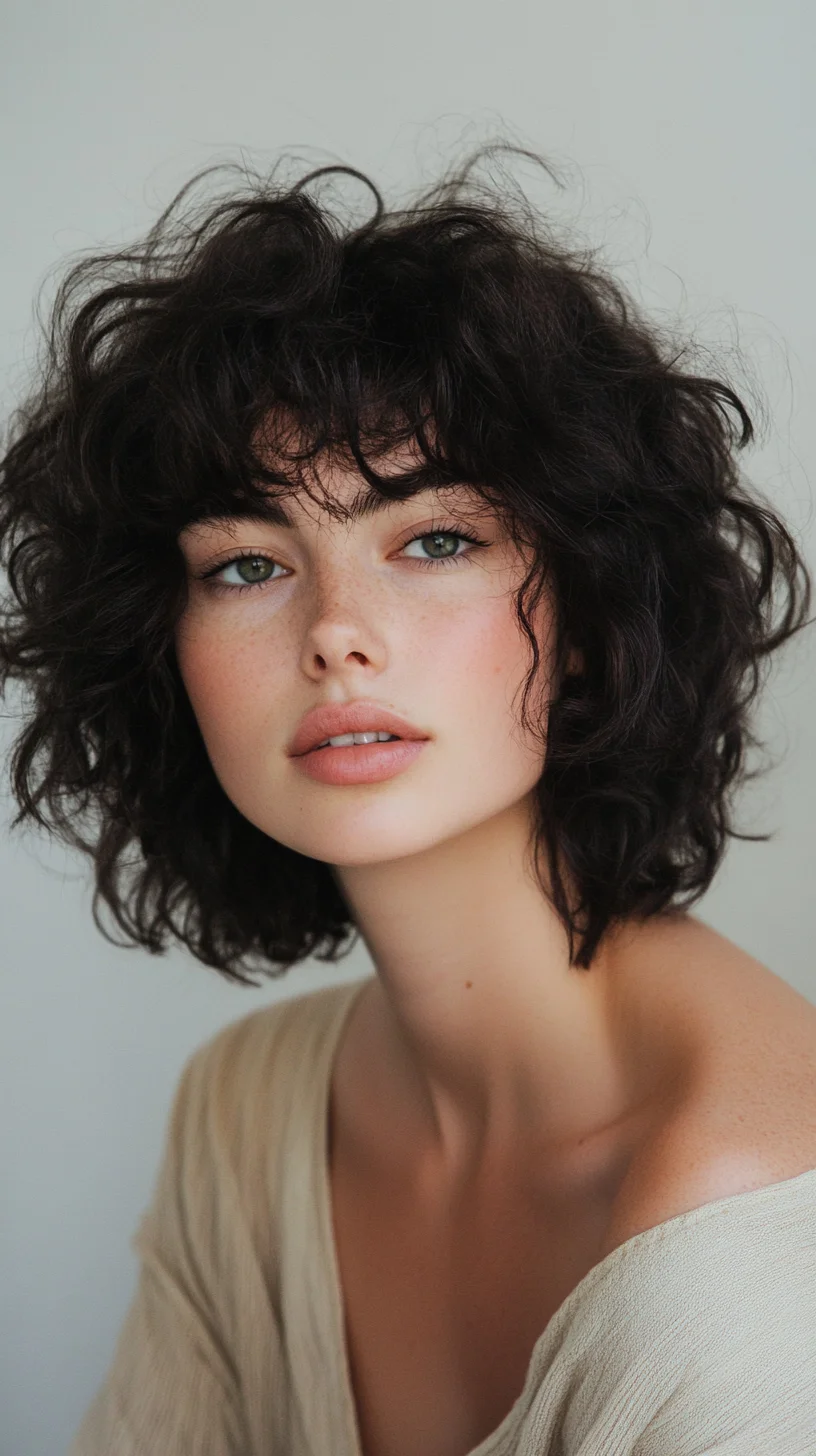 Embrace Effortless Volume with Playful Curly Bob Hairstyle