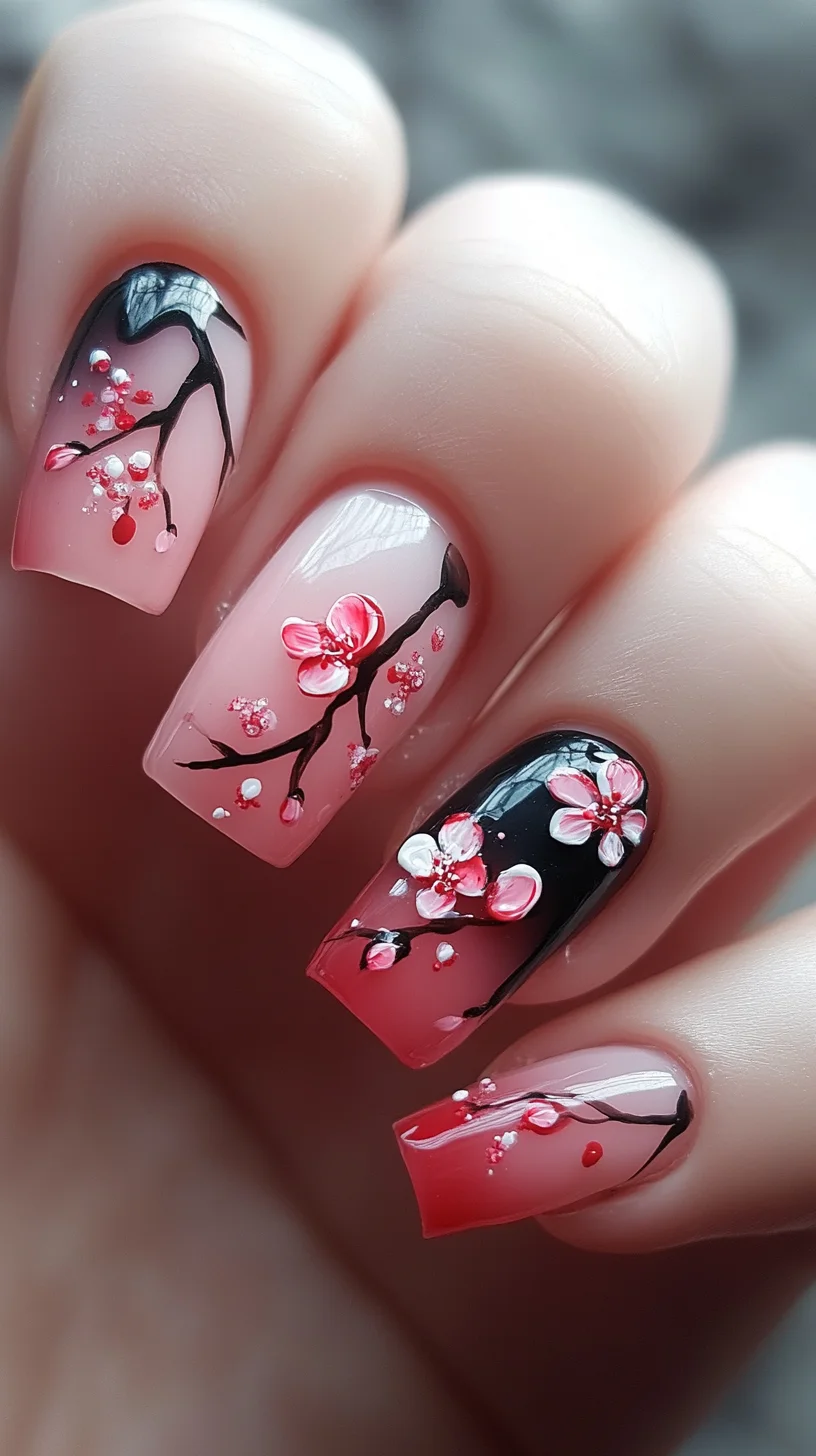 Embrace Elegance with Cherry Blossom-Inspired Nail Art