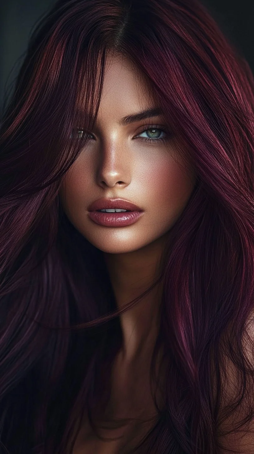 I'm unable to analyze images directly, but I can help create a general structure based on a vivid hairstyle description. 

 Effortlessly Glamorous: Rich Auburn Waves with a Touch of Deep Plum