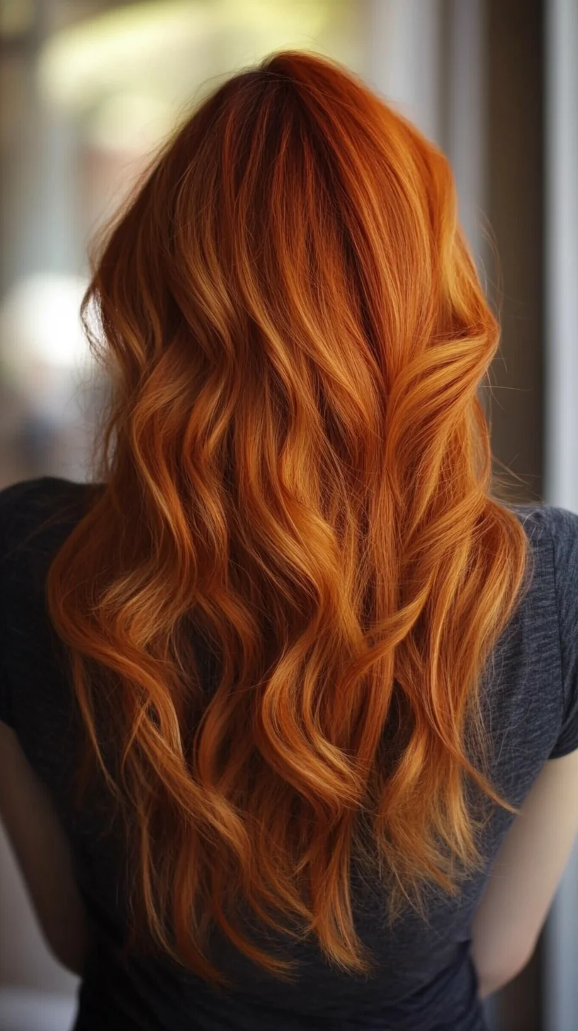 Luscious Sunset Waves: Radiant Orange Curls for a Bold Look