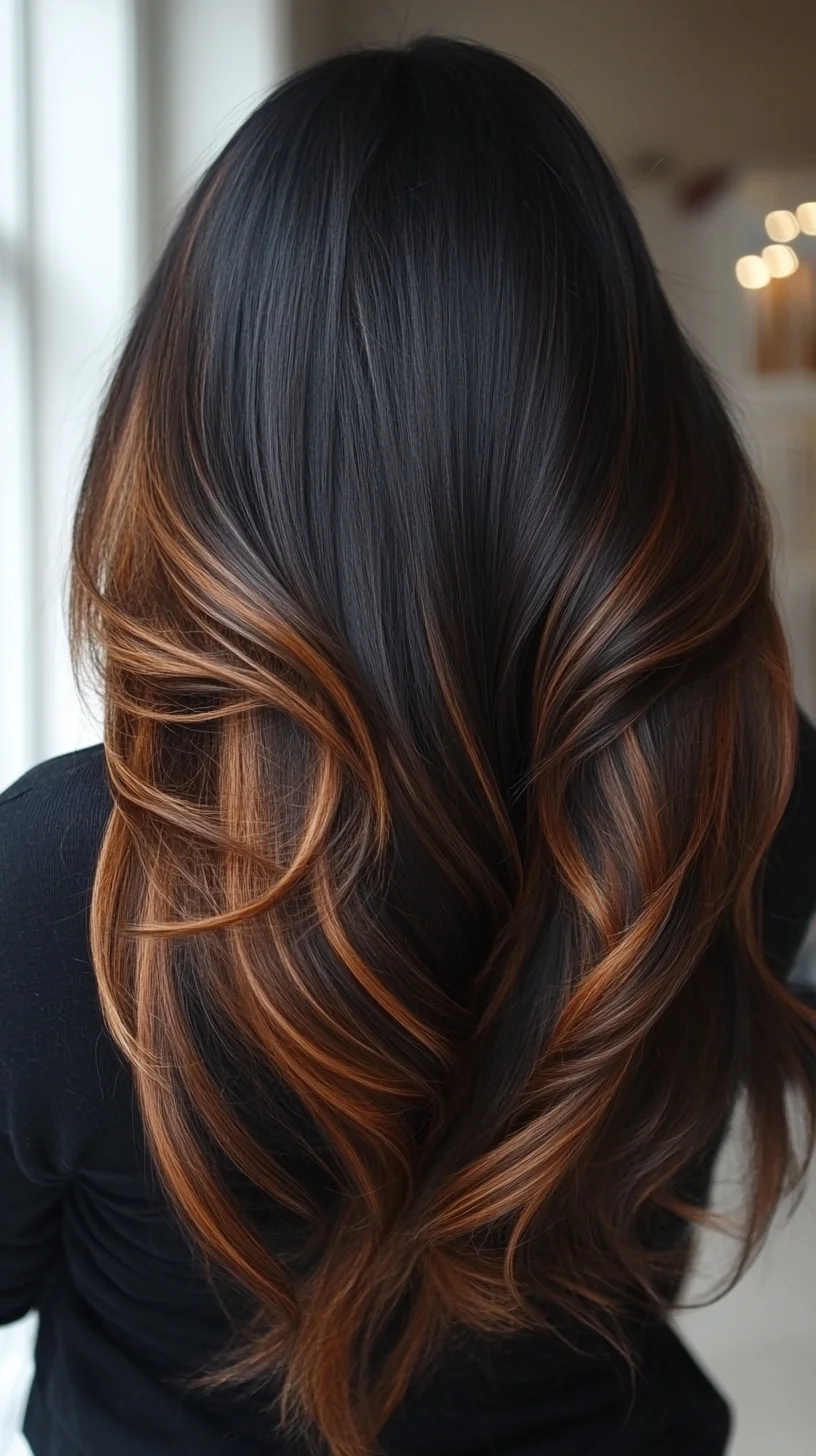 Luxurious Dark Waves with Stunning Caramel Highlights