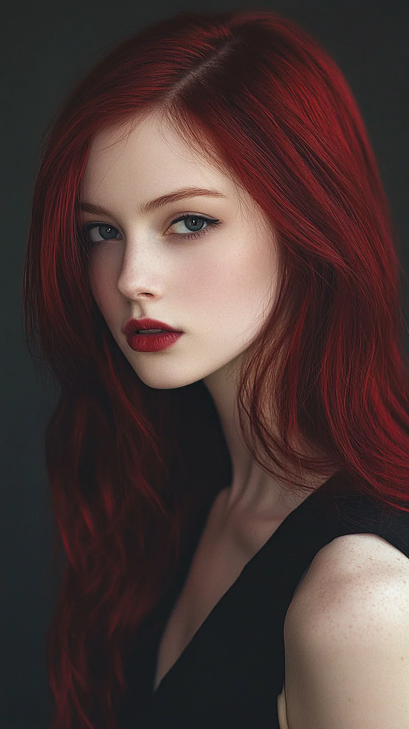 Radiant Long Waves: Embrace Bold Red Hair for Effortless Glamour