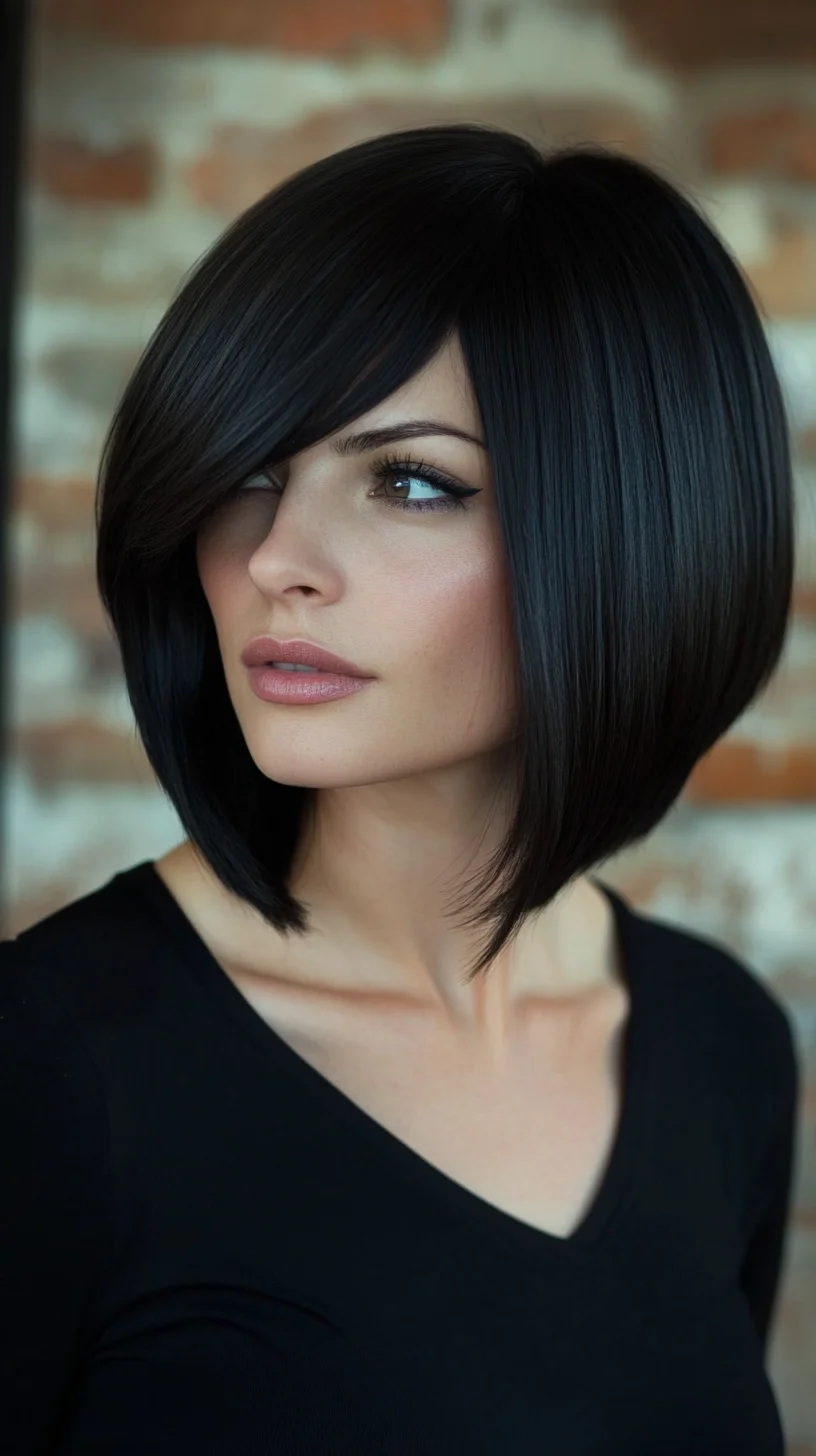 Sleek and Chic: The Modern Blunt Bob with Asymmetrical Bangs