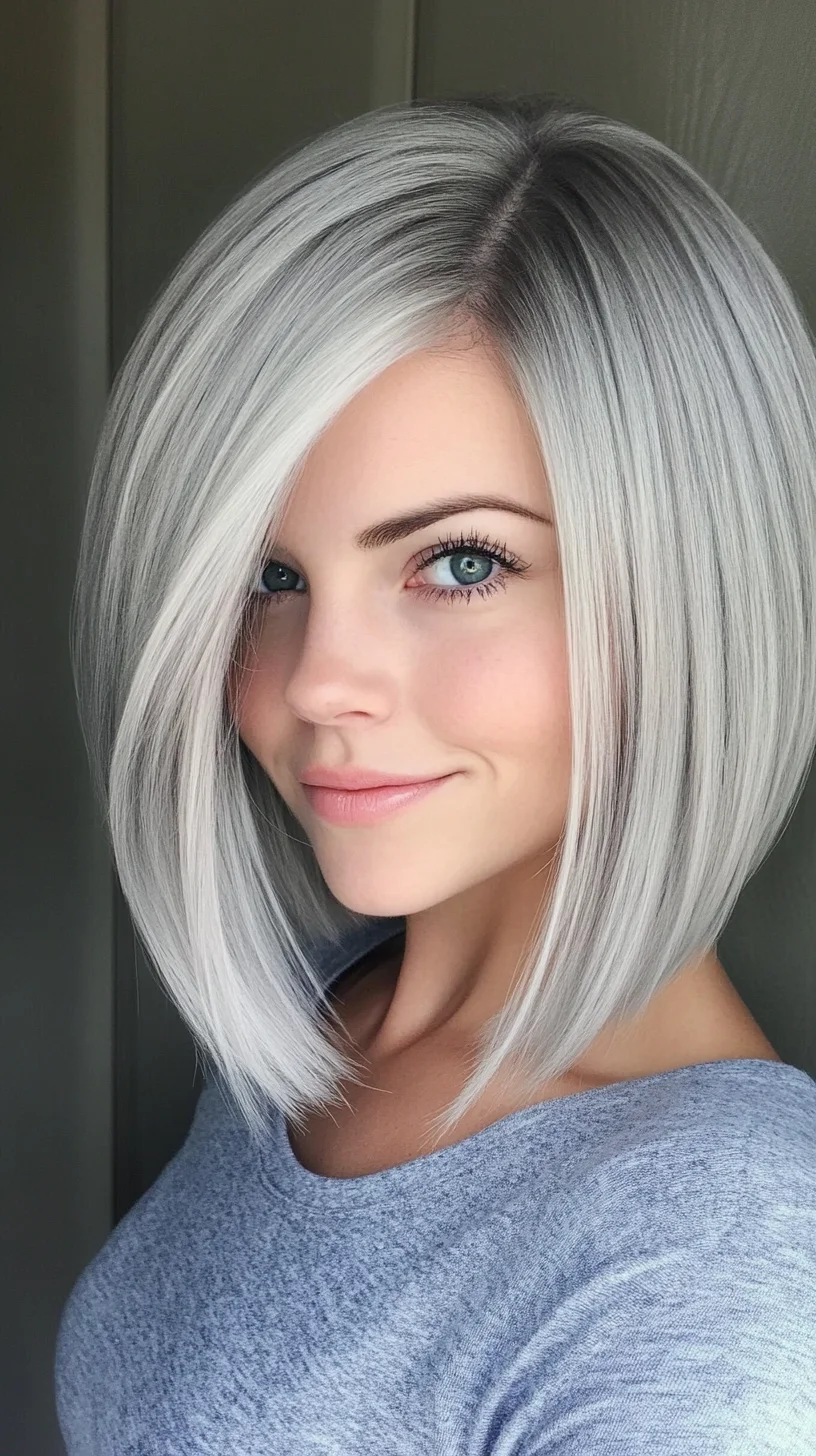 Sleek and Chic: The Modern Silver Blunt Bob for Effortless Elegance