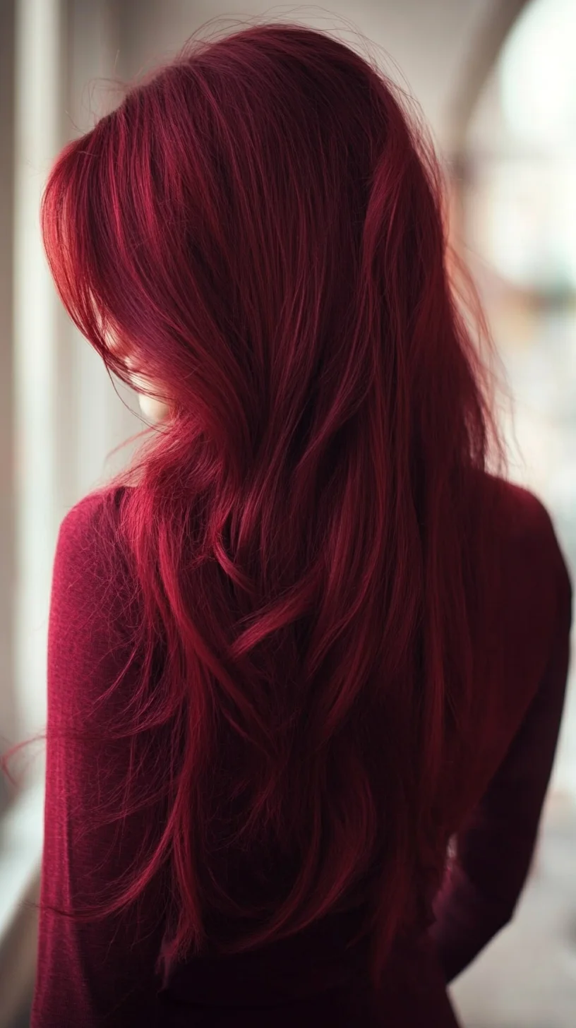 Vibrant Cherry Red Waves: Effortless Elegance and Volume