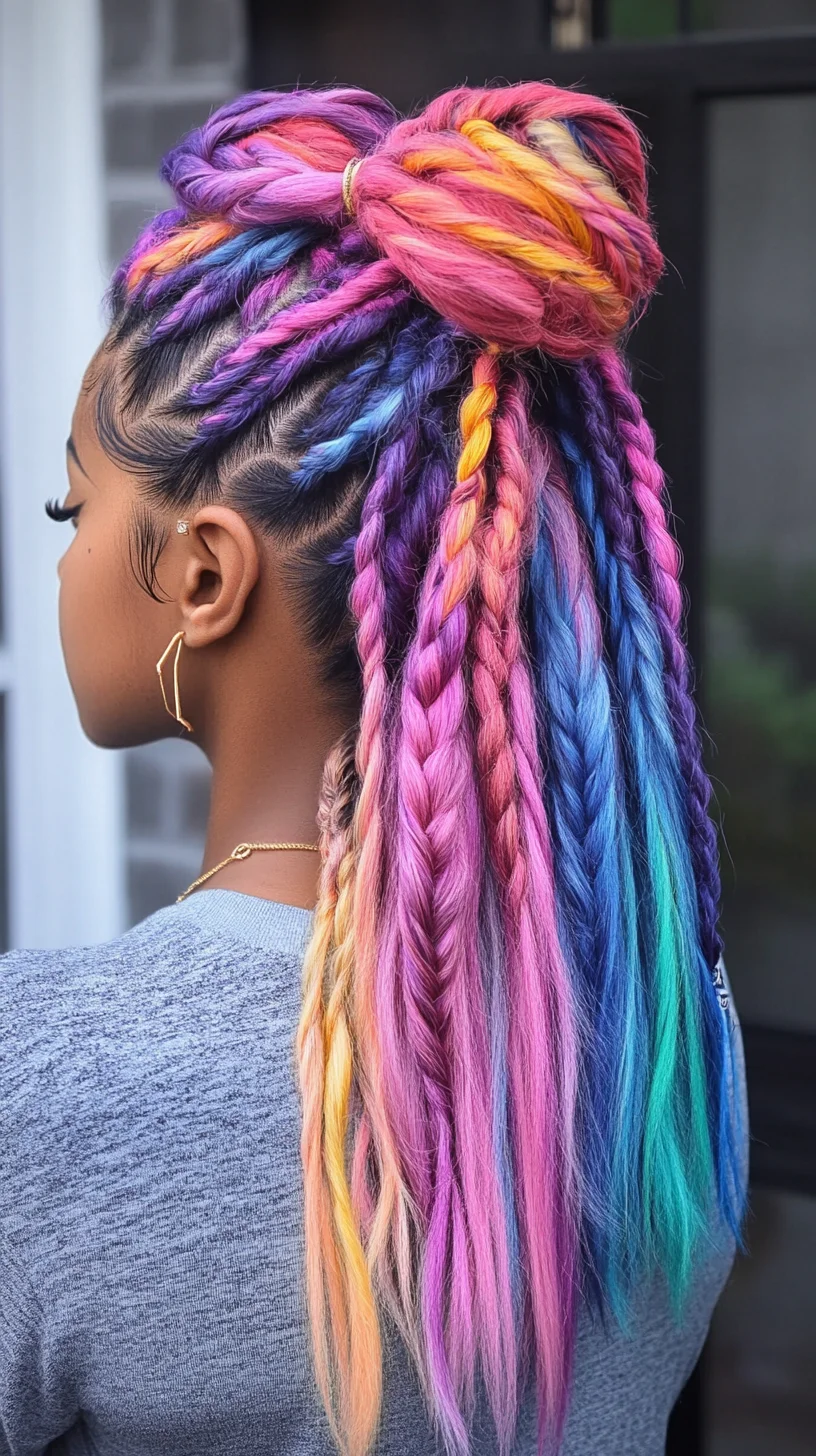 Vibrant Half-Up Braids: A Colorful Statement Style for Bold Individuals