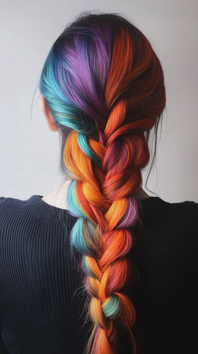 Vibrant Rainbow Braid: A Kaleidoscope of Color and Style