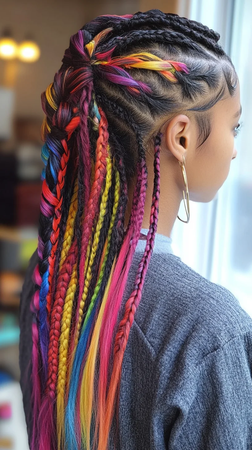 Vibrant Rainbow Braids: A Bold Statement with a Twist of Color