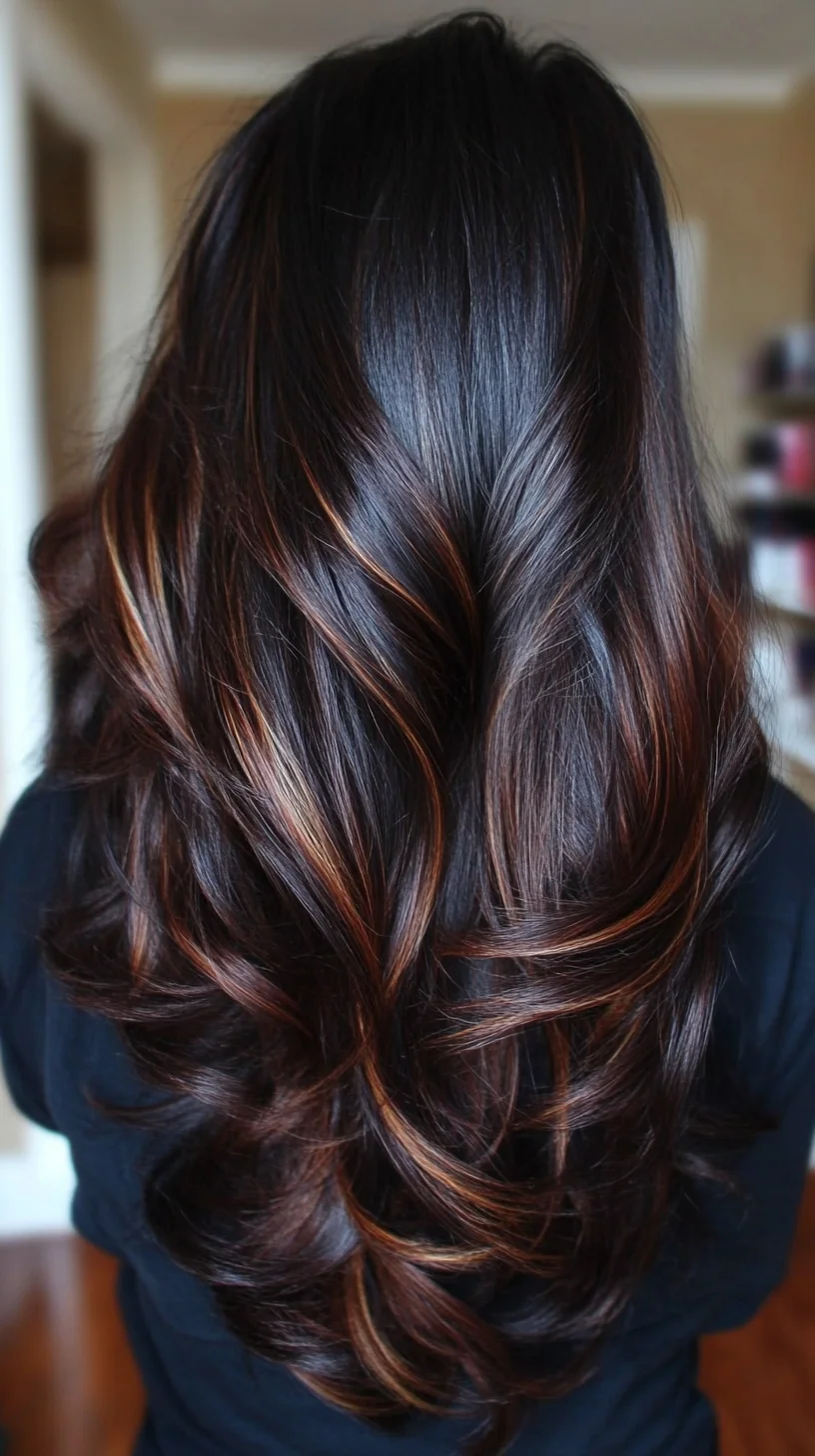 Voluminous Dark Waves with Stunning Caramel Highlights